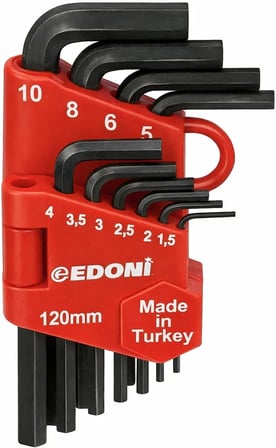 10 Parça L Alyan Anahtar Takımı, Hex, Metrik 1.5–10 mm Boyutlu, Dayanıklı, Taşıma Aparatlı, Profesyonel Kalite, Hobi ve Endüstriyel Kullanım İçin Mini Set (Siyah, 120 mm)