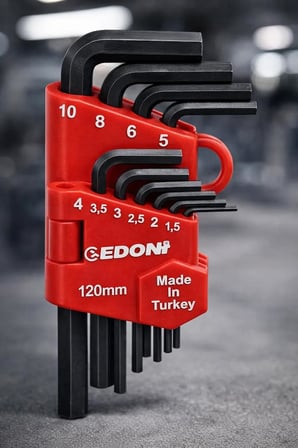 10 Parça L Alyan Anahtar Takımı, Hex, Metrik 1.5–10 mm Boyutlu, Dayanıklı, Taşıma Aparatlı, Profesyonel Kalite, Hobi ve Endüstriyel Kullanım İçin Mini Set (Siyah, 120 mm)