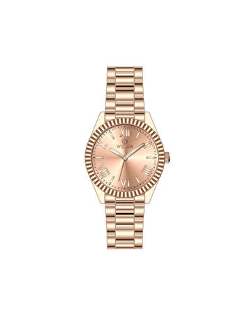 WEL3307-6 Rose Kadran ve Rose Gold Kaplama Kordon Çelik Kadın Kol Saati
