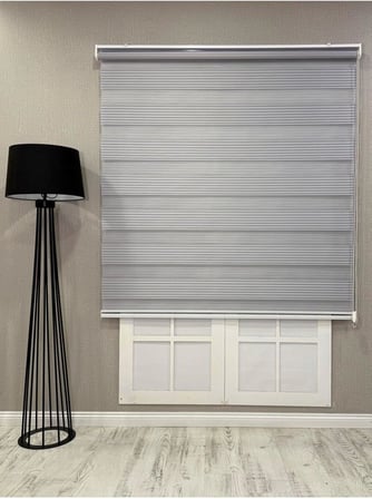 Zebra Stor Geniş Plise Güneşlik Perde, Açık Gri, 70 x 260