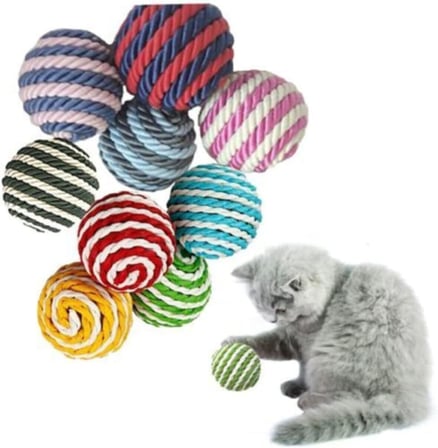 TİNEKE Ip Sarma Renkli Kedi Oyun Topu 4 Cm (5 Adet) Kedi Oyuncağı