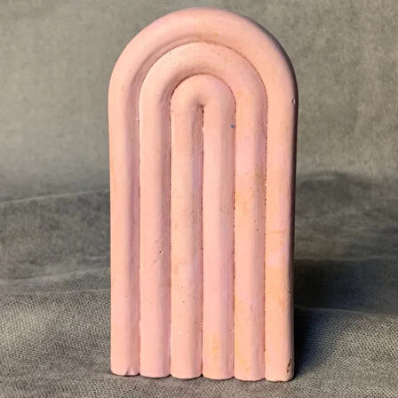 Uretti - Ayşe 7362 - El Yapımı Pembe Gökkuşağı Dekoratif Biblo - 6 x 12 cm