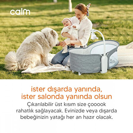 Huggy Calm All in One Çift Yönlü Bluetooth Müzikli Ana Kucağına Dönüşebilen Otomatik Sallanabilir Beşik