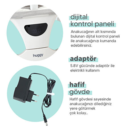 Huggy Rockie Ana Kucağı – Sensörlü, Bluetooth Müzikli, Kumandalı, Mama Tepsili