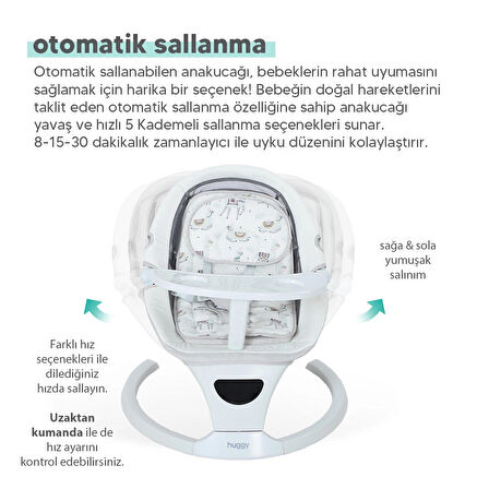 Huggy Rockie Ana Kucağı – Sensörlü, Bluetooth Müzikli, Kumandalı, Mama Tepsili