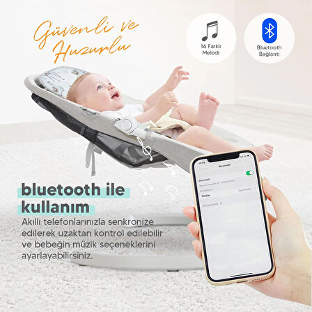 Huggy Rockie Ana Kucağı – Sensörlü, Bluetooth Müzikli, Kumandalı, Mama Tepsili