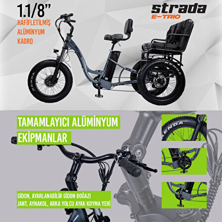 Strada E-TRIO Hidrolik Disk 20 Jant Elektrikli Üç Tekerlekli Bisiklet