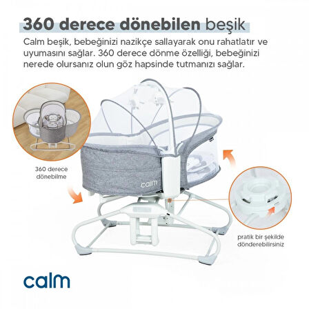 Huggy Calm All in One Çift Yönlü Bluetooth Müzikli Ana Kucağına Dönüşebilen Otomatik Sallanabilir Beşik