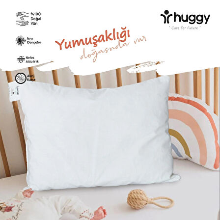 Huggy %100 Yeni Zelanda Kuzu Yünü 30x40 Bebek Yastığı – Doğal ve Nefes Alabilir