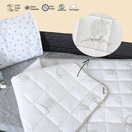 Huggy 75x125 Bebek Yorganı – %100 Yeni Zelanda Kuzu Yünü, %100 Pamuk Kumaş