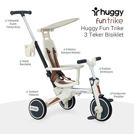 Huggy 6in1 FunTrike 3 Tekerlekli Bebek Bisikleti |Ebeveyn Kontrollü, Katlanabilir ve Denge Modlu