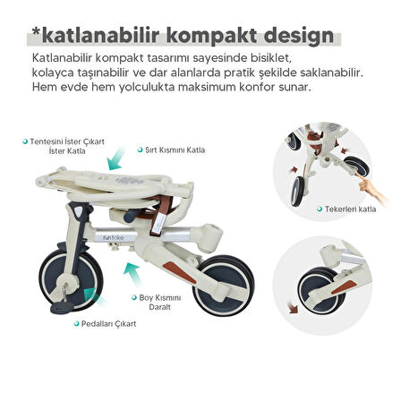 Huggy 6in1 FunTrike 3 Tekerlekli Bebek Bisikleti |Ebeveyn Kontrollü, Katlanabilir ve Denge Modlu