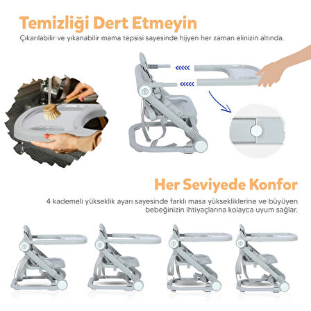 Huggy Cookie Portatif Katlanabilir Taşınabilir Mama Sandalyesi