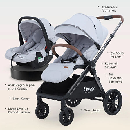 Huggy Mate 5 in 1 Extra Parlak Çift Yönlü Travel Bebek Arabası