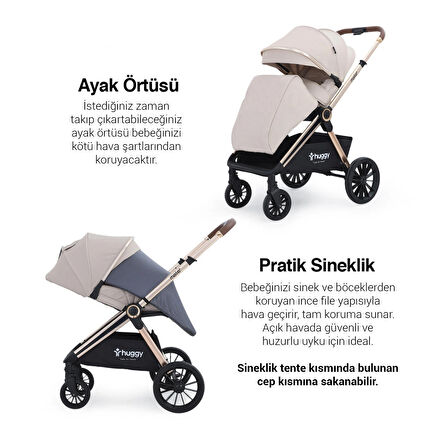 Huggy Mate 5 in 1 Extra Parlak Çift Yönlü Travel Bebek Arabası