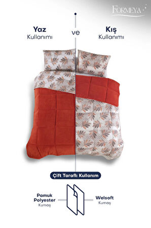 Formeya Çift Kişilik Lüx Wellsoft Yorgan Çift Taraflı Yastık Kılıflı 195x215 cm Yorgan + Yastık Kılıfı Set