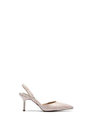 Kadın Timsah Deri Desenli Sivri Burun Topuklu Rugan Ayakkabı 245