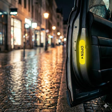 Reflektif Araç Kapı Uyarı Stickerı 2'li Set – Gece Görünür Güvenlik Bandı | Yapışkanlı, Suya Dayanıklı, “OPEN” Yazılı | Kapı Açılınca Uyarı Etiketi – Sarı Renk