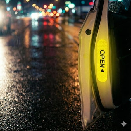 Reflektif Araç Kapı Uyarı Stickerı 2'li Set – Gece Görünür Güvenlik Bandı | Yapışkanlı, Suya Dayanıklı, “OPEN” Yazılı | Kapı Açılınca Uyarı Etiketi – Sarı Renk