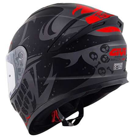 GIVI 50.X BONES KASK KAPALI MAT SİYAH-KIRMIZI X-LARGE