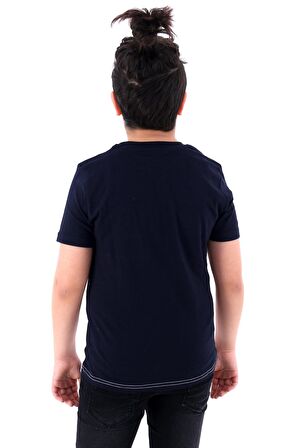 Erkek Çocuk Lacivert Göğüs Cep Detay 8-13 Yaş T-Shirt 4139-3