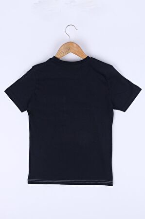 Erkek Çocuk Lacivert Göğüs Cep Detay 8-13 Yaş T-Shirt 4139-3