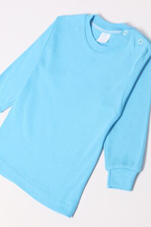 Unisex Bebek Açık Mavi Düz 0-36 Ay Body 0101B-6