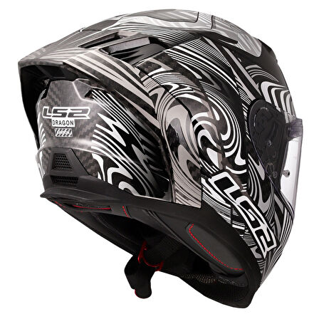 Ls2 Dragon Enthum Karbon Kapalı Kask Siyah Gri MEDIUM