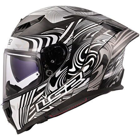 Ls2 Dragon Enthum Karbon Kapalı Kask Siyah Gri MEDIUM