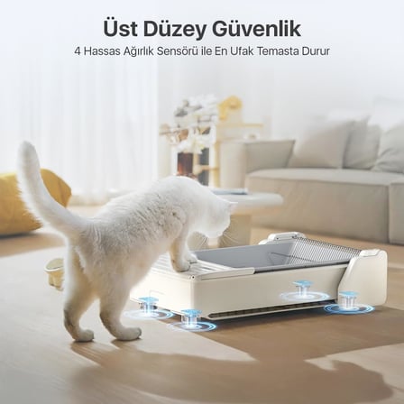UCAT C31 Açık Tasarımlı Akıllı Otomatik Kedi Tuvaleti | Mobil Uygulama Kontrollü, Otomatik Temizleme, 38 dB Sessiz
