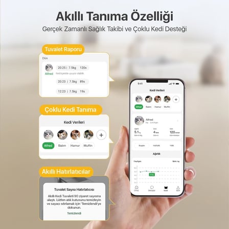 UCAT C31 Açık Tasarımlı Akıllı Otomatik Kedi Tuvaleti | Mobil Uygulama Kontrollü, Otomatik Temizleme, 38 dB Sessiz