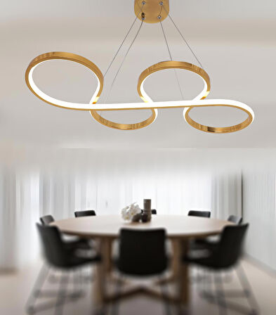 TT025-SR TT Aydınlatma Yılan Modeli Sarı Kaplama 3 Renk Işık Modüllü  Led Avize