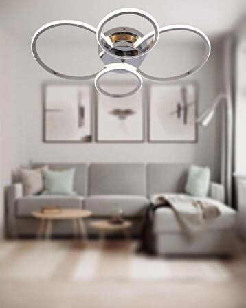 TT035-4-KR TT Aydınlatma Drone Modeli Krom Kaplama 4 lü ( Beyaz Işık ) Led Avize