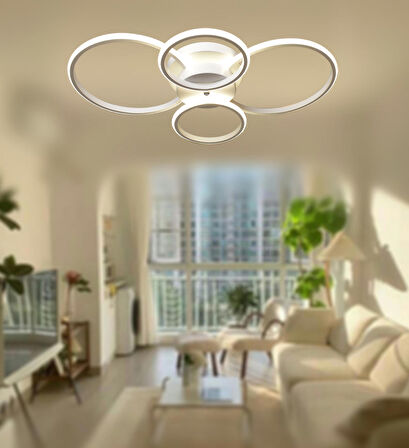 TT035-4-BY TT Aydınlatma Drone Modeli Mat Beyaz 4 lü ( Sarı Işık ) Led Avize