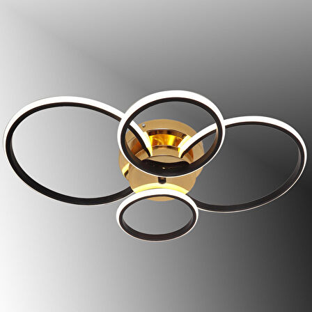 TT035-4-SYSR TT Aydınlatma Drone Modeli Mat Siyah - Sarı 4 lü ( Beyaz Işık ) Led Avize
