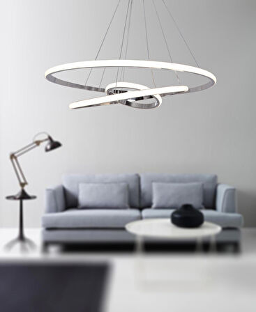 TT300-3 KR TT Aydınlatma Halka 3 lü Krom Kaplama ( Gün Işığı ) Led Avize