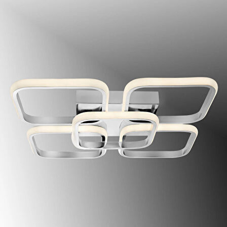 TT302-4+1-KR KARE TT Aydınlatma Krom Kaplama Plofonyer 5 li ( Sarı Işık ) Led Avize