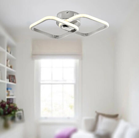 TT405-2-KR TT Aydınlatma Krom Kaplama 2 li Kare ( Gün Işığı ) Led Avize