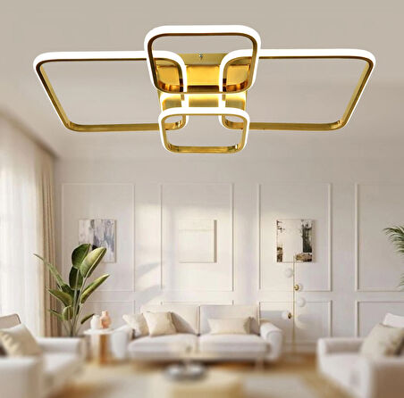 TT500-4-SR TT Aydınlatma Sarı Kaplama ( Sarı Işık ) Plofonyer 4 lü Led Avize
