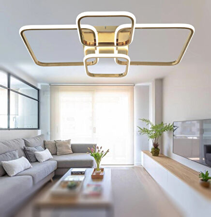 TT500-4-FSR TT Aydınlatma Fransız Sarı Kaplama ( Sarı Işık ) Plofonyer 4 lü Led Avize