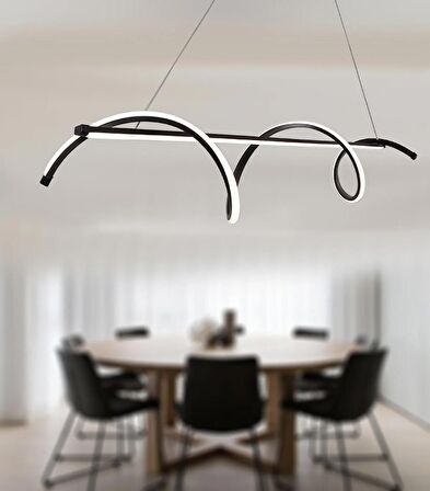 TT038-SY TT Aydınlatma Kıvrımlı Masa Üstü Modeli Siyah (3 Renk Işık Modüllü ) Led Avize