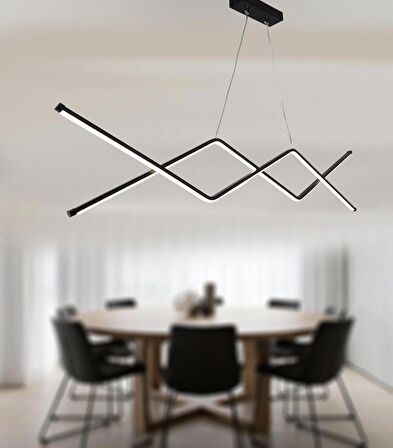 TT039-SY TT Aydınlatma Zikzak Masa Üstü Modeli Siyah ( Sarı Işık ) Led Avize