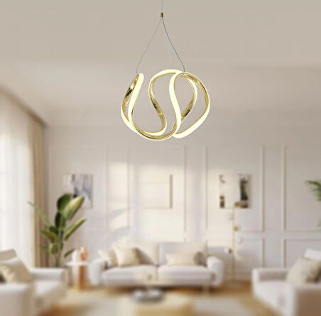 TT306-25-SR TT Aydınlatma Orta Kavis Sarı Kaplama ( Sarı Işık ) Ledli Avize