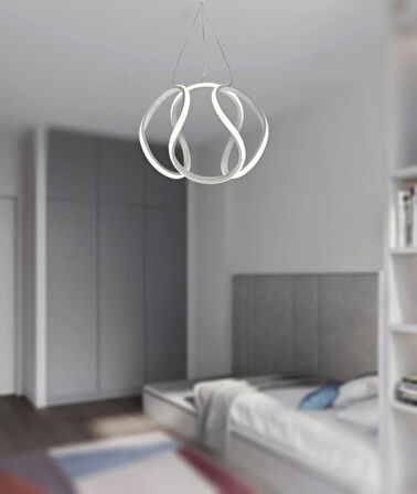 TT306-25-BY TT Aydınlatma Orta Kavis Mat Beyaz ( Sarı Işık ) Ledli Avize