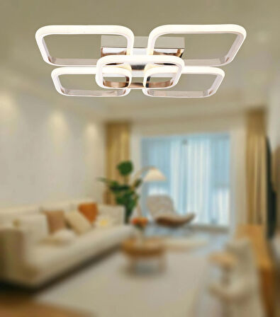 TT302-4+1-FSR KARE TT Aydınlatma ( Sarı Işık ) Fransız Sarı Kaplama 5 li Led Avize