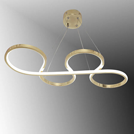TT025-FSR TT Aydınlatma Yılan Modeli Fransız Sarı Kaplama ( Beyaz Işık ) Led Avize
