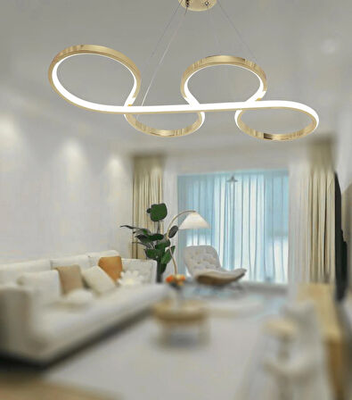 TT025-FSR TT Aydınlatma Yılan Modeli Fransız Sarı Kaplama ( Sarı Işık ) Led Avize