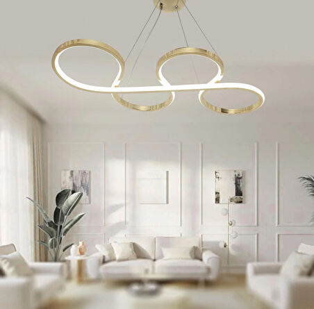 TT025-FSR TT Aydınlatma Yılan Modeli Fransız Sarı Kaplama ( Sarı Işık ) Led Avize