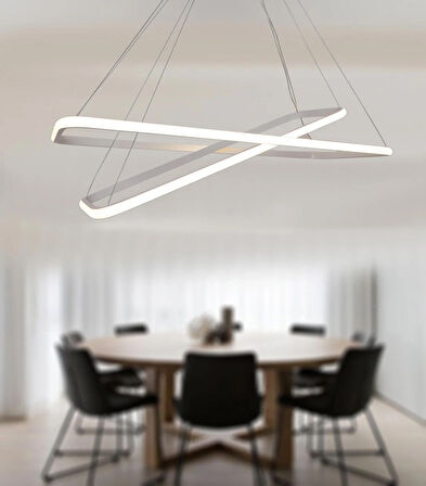 TT400-2 BY TT Aydınlatma Dikdörtgen ( Beyaz Işık ) 2 li Mat Beyaz Led Avize
