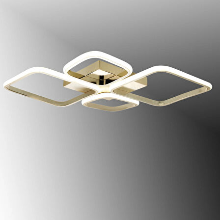 TT050-FSR TT Aydınlatma ( Gün Işığı ) Baklava Desen Fransız Sarı Kaplama 4 lü Led Avize